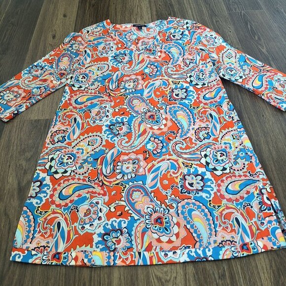 💙 Lands' End Tunic Dress 100% Cotton Pockets Lightweight Boho Style - Picture 10 of 12